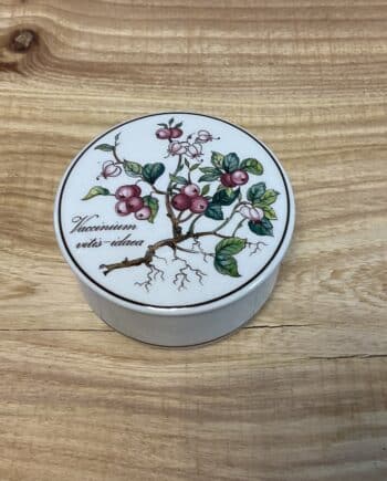Vintage Villeroy & Boch Botanica dekseldoos van VITRO porselein, gedecoreerd met rode bosbes. Prachtig botanisch doosje in uitstekende staat.