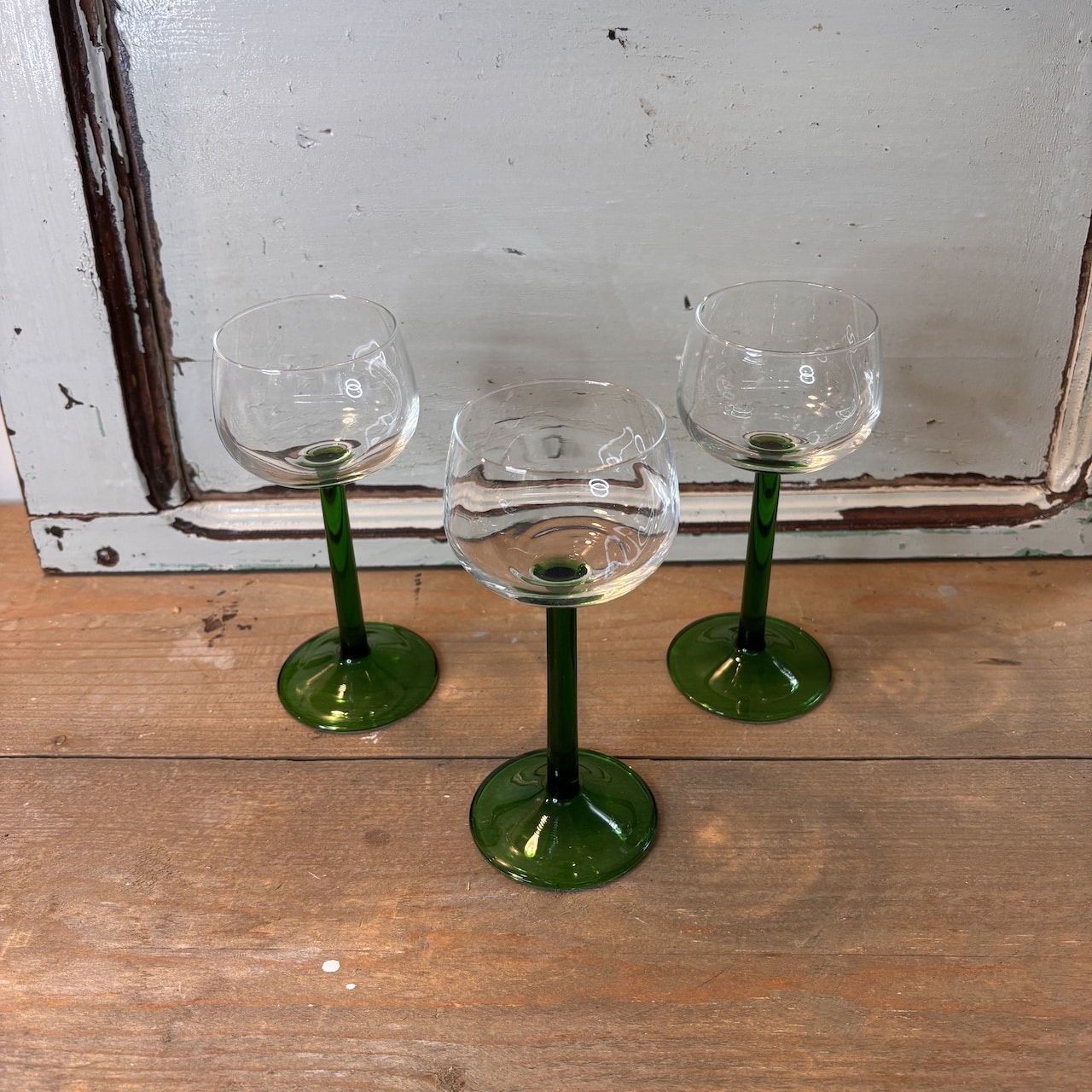 Vintage Luminarc wijnglazen groen