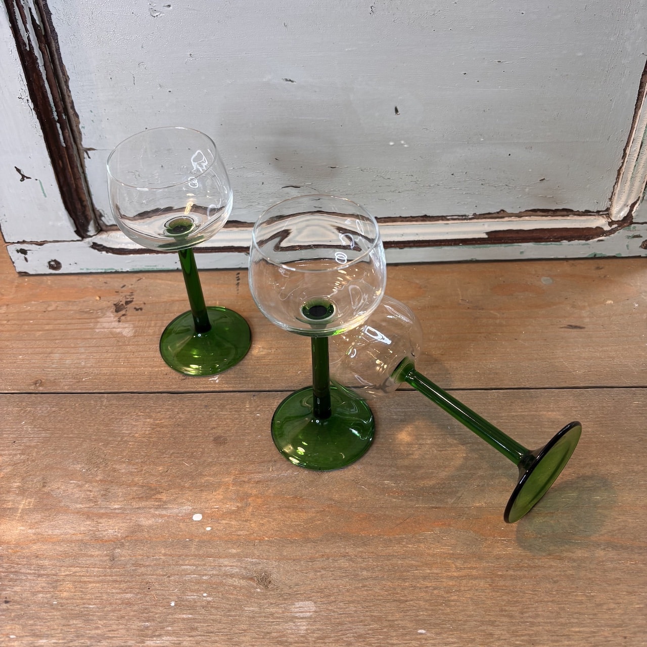 Vintage Luminarc wijnglazen groen
