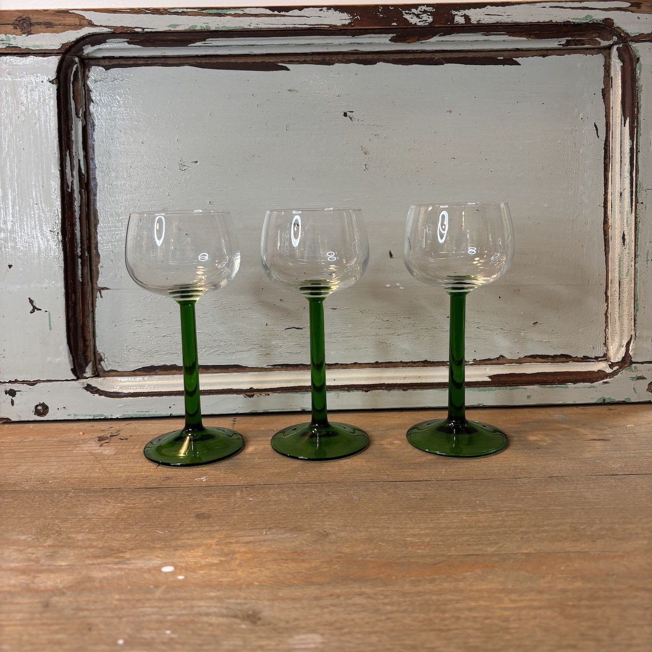 Vintage Luminarc wijnglazen groen